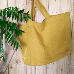 Large shopping bag, Linen tote bag, Shopping bag, Beach tote bag, Linen bag, Cabas, Tote bag ,