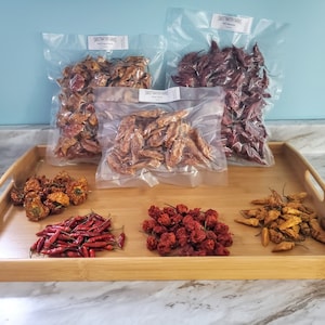 Dried Hot Peppers - Cayenne/Habanero/Scotch Bonnet/Datil/Thai & More!  With Seeds