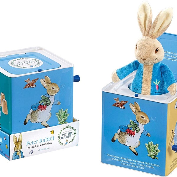 Peter Rabbit Bunny Jack in the box pop up musical toy Newborn First 1 Birthday Baby Shower Gift New Mum Christening Keepsake Beatrix Potter