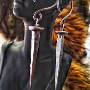 Witches Nails Ear Weights, Coffin Nail Earrings For Stretched Piercings, Forged Nail Jewelry *MADE TO ORDER*
