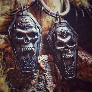 Goth Ear Weights For Plugs, Tunnels and Gauges, Coffin Goth Earrings, Skull Dark Jewelry, Gauges and Tunnels, Hoop Ear Weights and Hangers