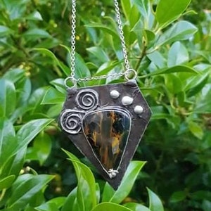Shield Necklace, Symbolic Pendant, Sacred Geometry Necklace, Healing Crystal Necklace