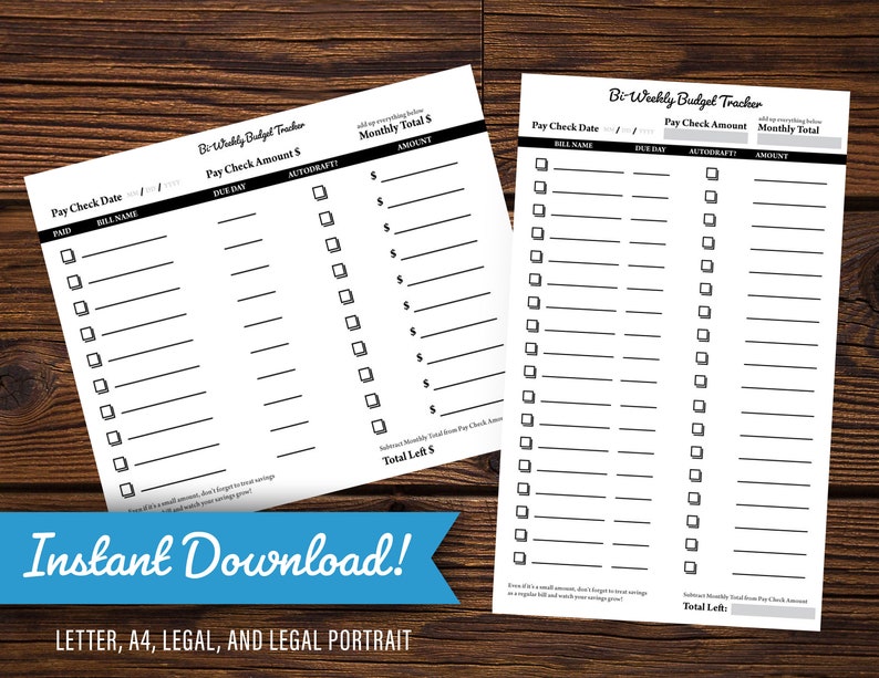 bi weekly budget planner commercial use printable graphics etsy