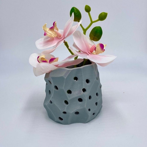 Rock Orchid Pot Planter For Orchids and Flowers 3D Printed, Geometric, Abstract, unique, Gift, holiday, Cute, Birthday, Plants