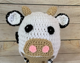 Crochet Cow Hat   3-6 Months