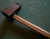 Antique Splitting Maul Head on New Oak Handle for Doorstop, Decoration, Etc.