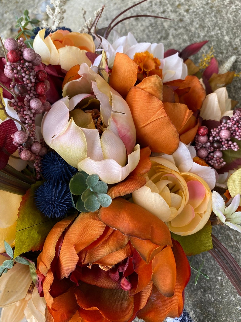 Fall Silk Wedding Flowers Sunflower Bride Bouquet Groom Etsy