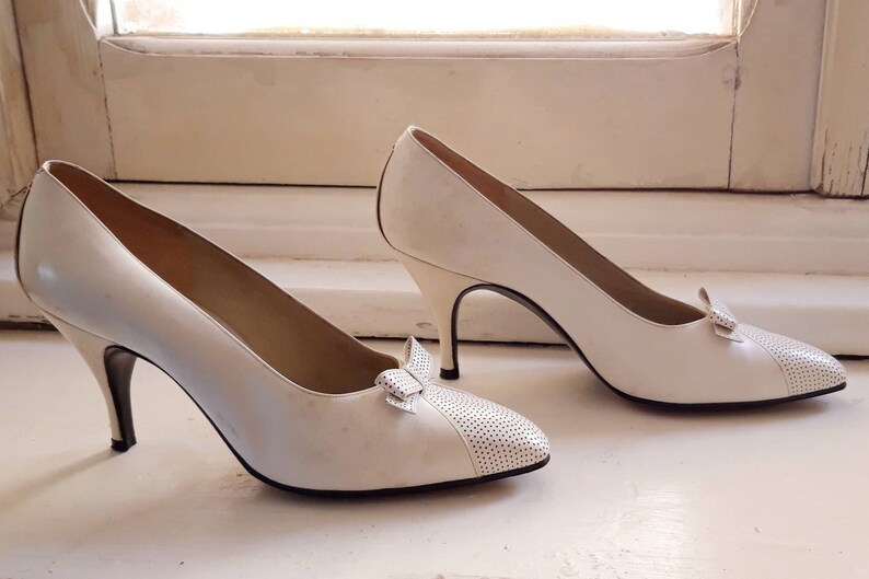 white leather stilettos