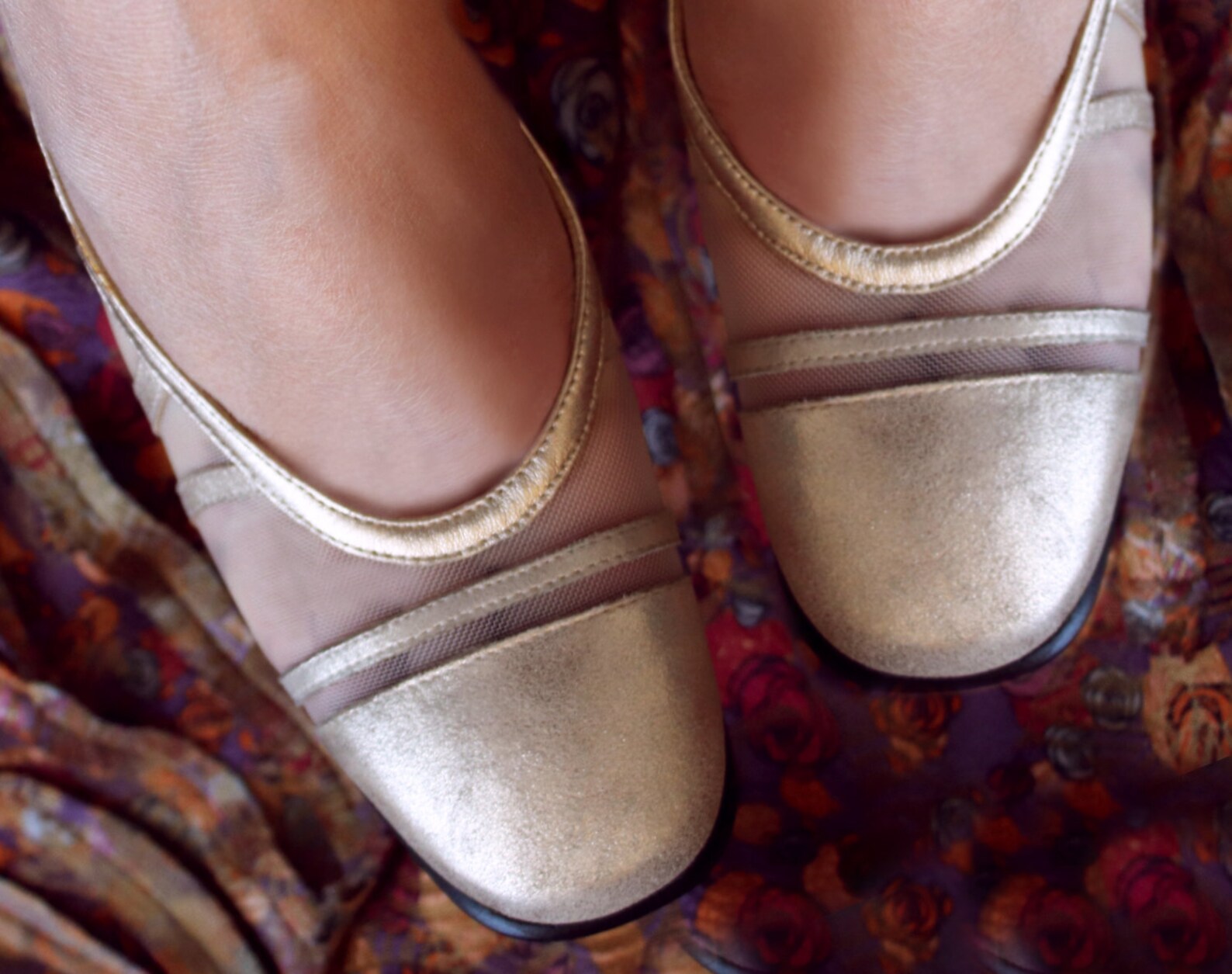 Vintage 1960's Gold Pumps Low Heels Wedding Shoes Etsy