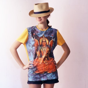 Roberto cavalli women&#39;s graphic Tshirt, Cavalli Shiva Tshirt, ethnic art Tshirt, buddhism ethnic graphic Tshirt