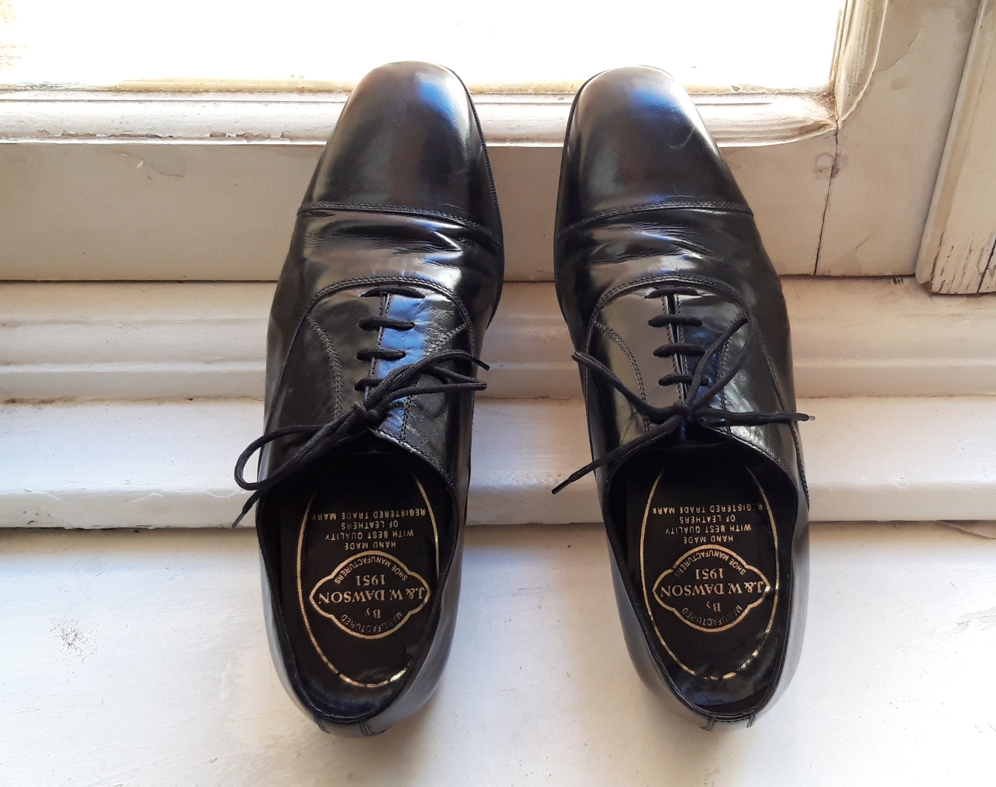 J&W Dawson Black Leather Men's Oxford Lace up Shoes / - Etsy