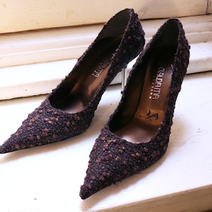 bronze stiletto pointed toe  lace pumps, women&#39;s elegant wedding lace pumps