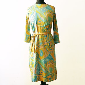 1960&#39;s vintage  psychedelic flower power print fit and flare dress , vintage 60&#39;s flower power jersey dress, vintage soft summer dress