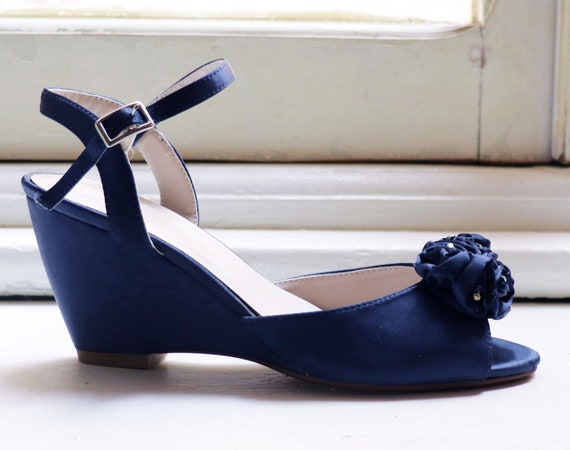 Navy platform wedges sale