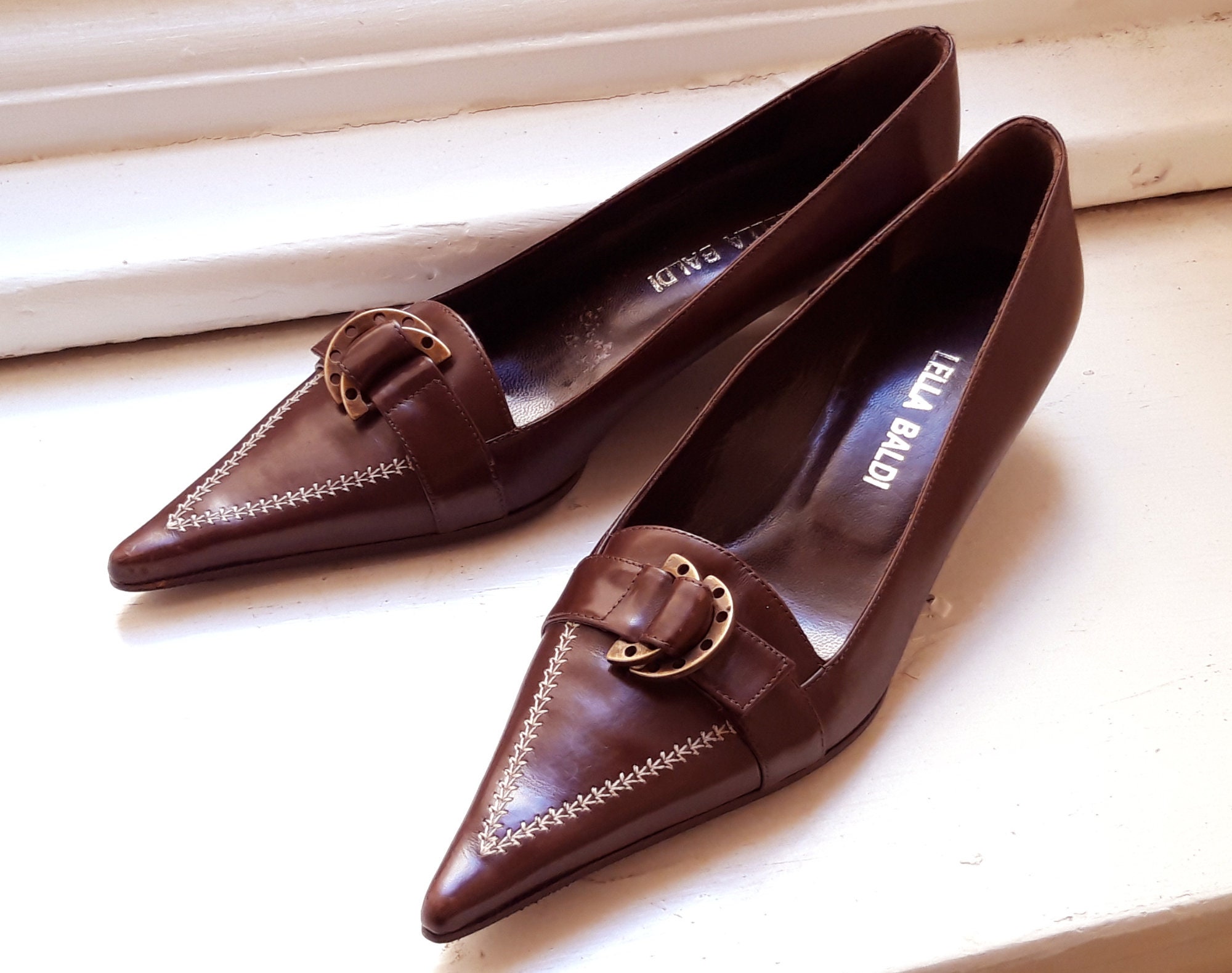 Prada Style Kitten Heels Pointed Shoes /lella Baldi Kitten - Etsy UK