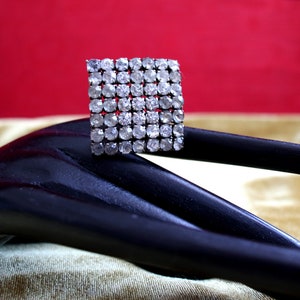Art Deco squared hat pin with rhinestones