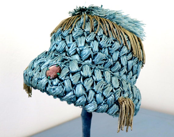 vintage 1950's cloche straw hat