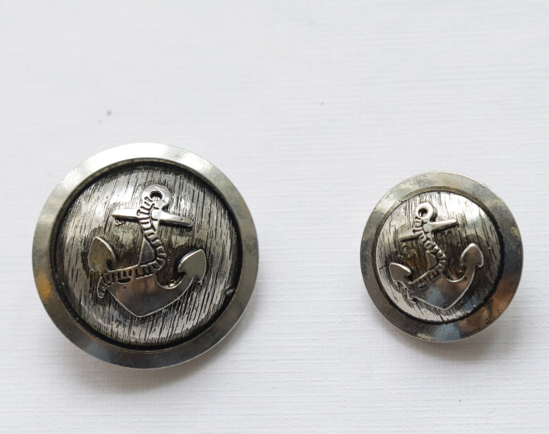 Anchor Marine Vintage Silver Metal Shank Buttons / Set of 4 - Etsy