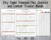 Etsy Digital Download Files Checklist and Content Tracker Bundle