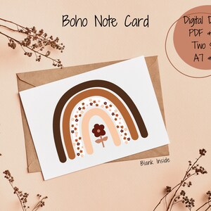 Carte de note Boho, Carte de note vierge Boho Rainbow, Carte de note Boho imprimable