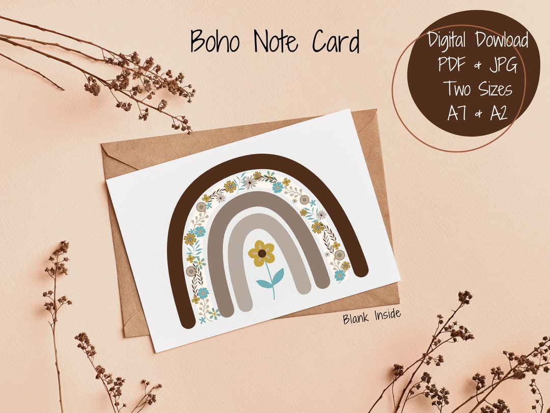Boho Note Card Boho Rainbow Blank Note Card Printable Boho Etsy Boho Note Card Boho Rainbow Blank Note Card Printable Boho Etsy