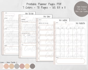 Boho Printable Planner Pages: 8.5x11 PDF (Digital Download)