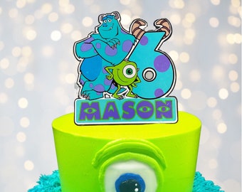 Monsters Personalized Cake Topper, Monsters Name & Age Cake Centerpiece, Monsters Party Supplies, Monsters Birthday Cake Decor