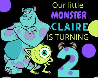 Monsters 2 Year Old Editable Birthday Invitation, Monsters Theme DIY Party Invitation, Monsters Age 2 Birthday Invitation