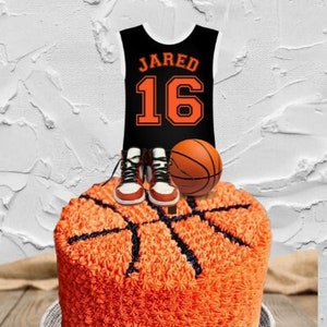 Custom Basketball Jersey Cake Topper, Personalized Basketball Cake Decoration, Basketball Cake Topper Keepsake, Sports Jersey Party Decor