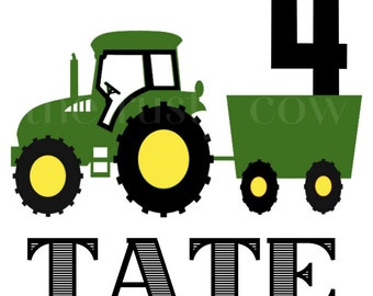 Green Farm Tractor Birthday T-Shirt Image, Editable Tractor Birthday Digital Download, Farm Tractor Birthday Sublimation or DTF, png jpg pdf