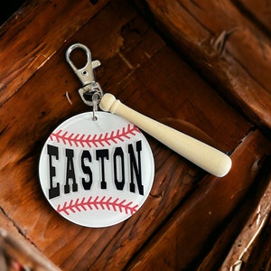 Personalized Acrylic Baseball Bag Name Tag,  Baseball Bag ID Tag, Baseball Luggage Tag, Custom Baseball Team Gift, Baseball Keychain