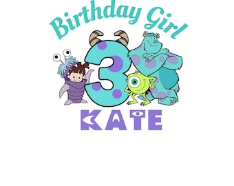 Personalized Monsters Boo Birthday Girl Png Design, Monsters Birthday Shirt Digital Image, Custom Monsters and Boo Party Digital PNG Image