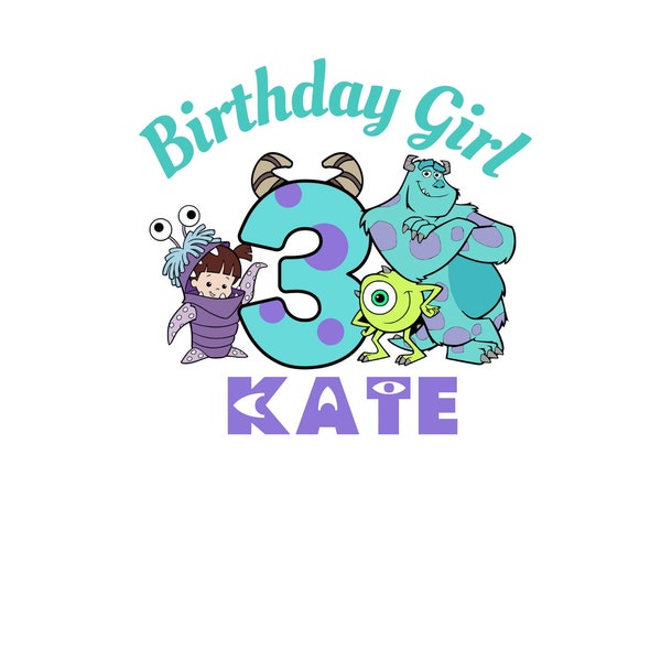 Personalized Monsters Boo Birthday Girl Png Design, Monsters Birthday Shirt Digital Image, Custom Monsters and Boo Party Digital PNG Image