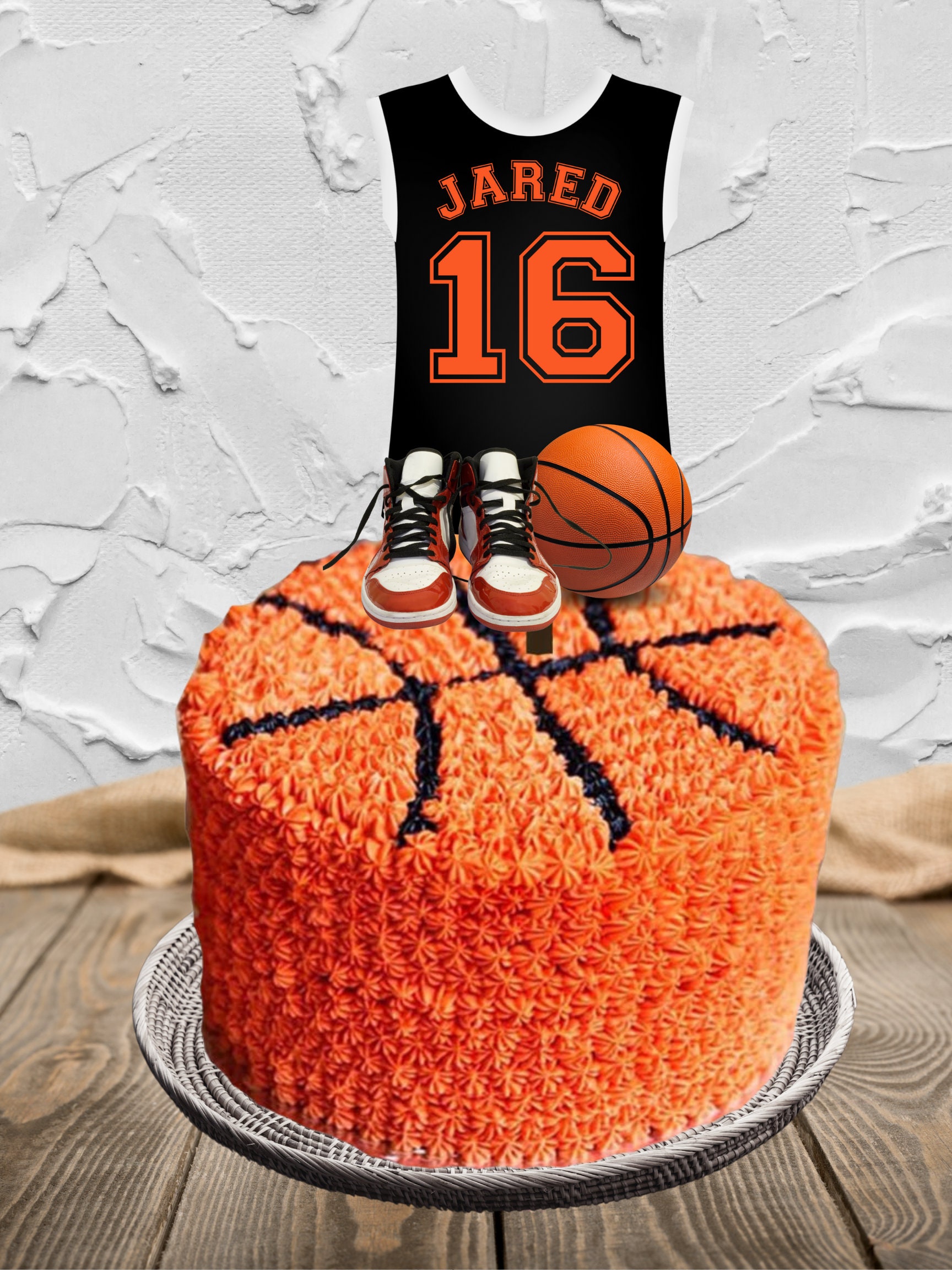 Custom Basketball Jersey Cake Topper, Personalized Basketball Cake