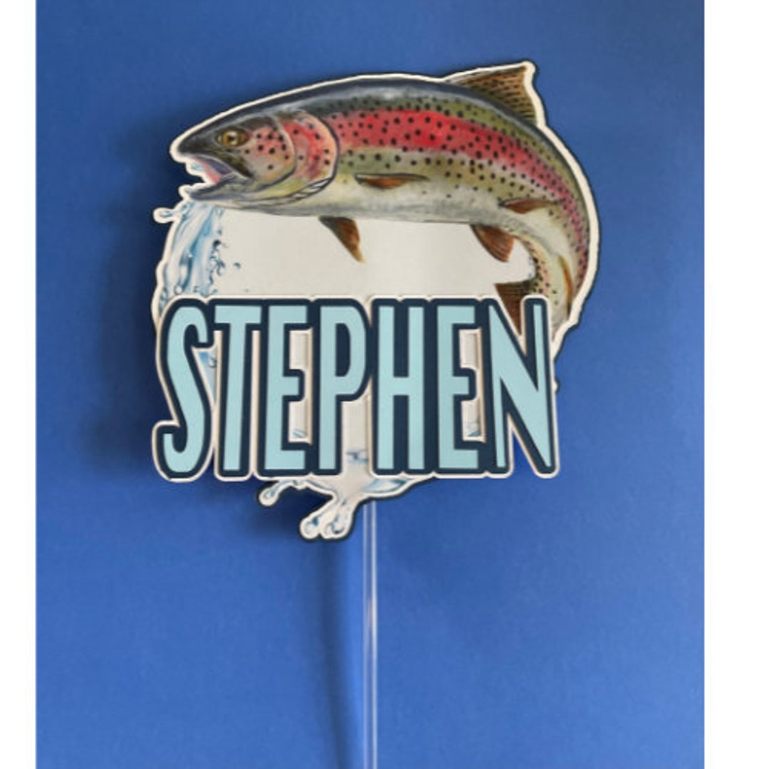 Trout Fishing Personalized Cake Topper, Trout Fish Party Decor, Custom