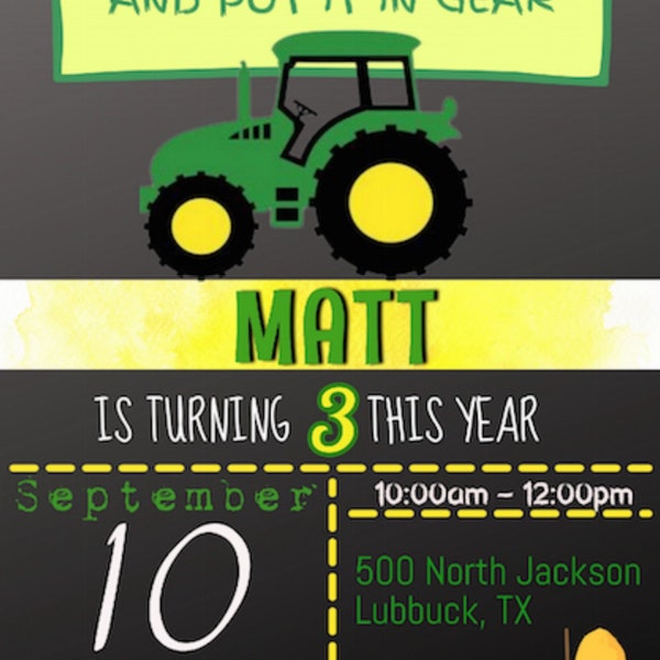 Tractor Birthday Invitation, John Deere Green Tractor Invitation, Editable Farm Tractor Birthday Invitation, Cute Tractor Invitation