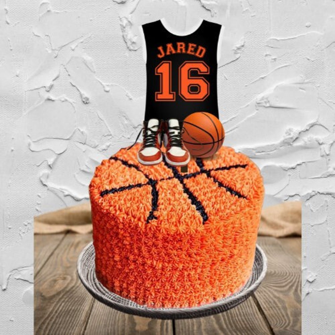 Custom Basketball Jersey Cake Topper, Personalized Basketball Cake