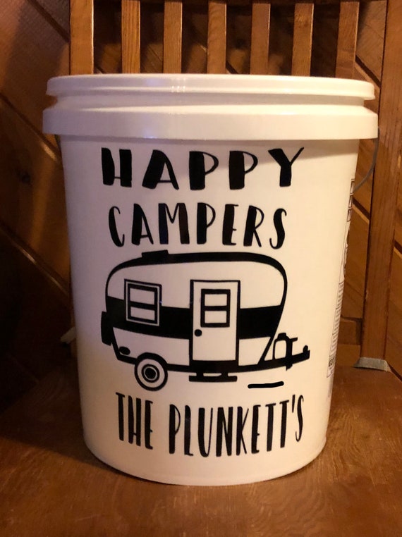 Welcome to Our Happy Place Camping Bucket Light, Personalized Bucket  Lantern, Mountain Scene Campsite Bucket Light, Camper Christmas Gift