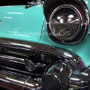 1957 Chevy Bel Aire, Vintage Chevy, Scripture Vintage Car Wall Art, Nothing is Impossible with God. Luke 1:37