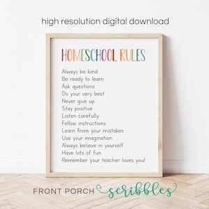 Homeschool Rules, Homeschooling Decor, Positive Learning Decor, Virtual Learning, Homeschool Motivational Poster, Home Sweet Homeschool