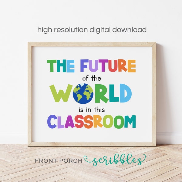 The Future of the World is in this Classroom, Classroom Decorations, Positive Classroom Art, Cute Classroom Art, Class Poster, PS01