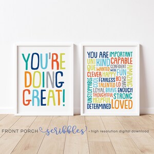 Positive Affirmations Subway Art Combo, Positive Kids Playroom, Boy Bedroom Decor Positive Affirmations, Positive Boys Art, Encouragement