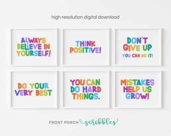 Growth Mindset Poster Pack, Positive Classroom Art, Inspirational Art, Homeschool, Class Poster, Teacher, School, Education, PS01