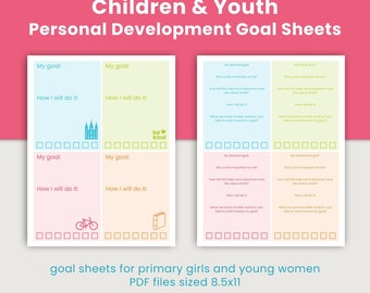 Goal Sheet Printable Download | LDS Children and Youth Program Young Women, Primary Activity Days, Personal Development Latter-Day Saints