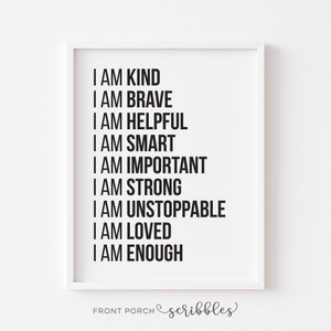 Positive Affirmations for Kids, Classroom Art, Motivational Poster, Positive Classroom Decor, Playroom, Homeschool, Affirmation, Self-Esteem image 2