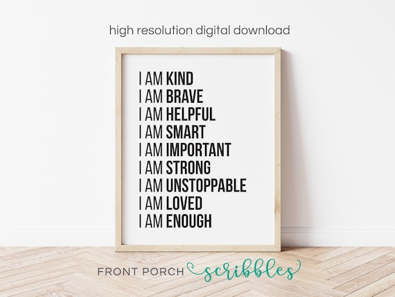 Positive Affirmations for Kids, Classroom Art, Motivational Poster, Positive Classroom Decor, Playroom, Homeschool, Affirmation, Self-Esteem