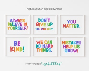 Positive Classroom Poster Pack, Growth Mindset, Be Kind, Homeschool, Class Poster, Teacher, School, Education, Motivational, PS01
