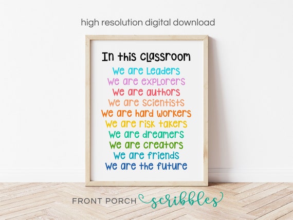 Personalized Classroom Wall Art Poster In This Classroom We Are A Team ...
