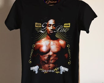 T-Shirt Donna Tupac LA Skyline, Ufficiale, Skinny Fit, Bianca, Taglie XS-XXL