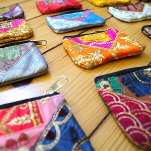 Mini Portemonnaie, kleine Geldbörse Stoff, Kreditkarten, Tasche, Geldbeutel, Münz, Patchwork, Boho, orientalisch, Blumen, Hippie Bild 8